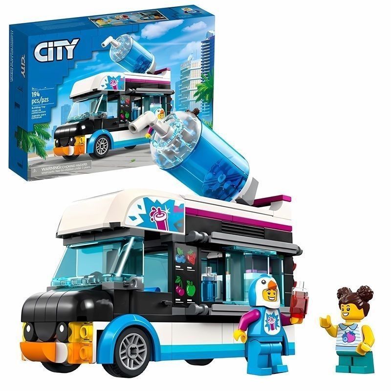 Pinguim Homem Smoothie Truck Compatível Lego City Series Montagem Educacional Bloco de Construção Street View