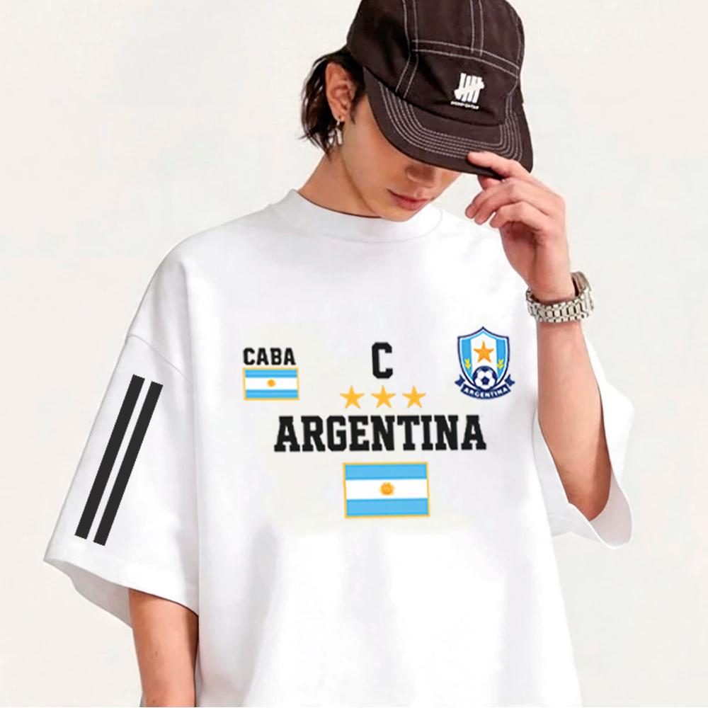 Camiseta Básica e OVERSIZED Algodão Estampada Inspiração Street Symbol Bandeira Buenos Caba Stars City Argentina