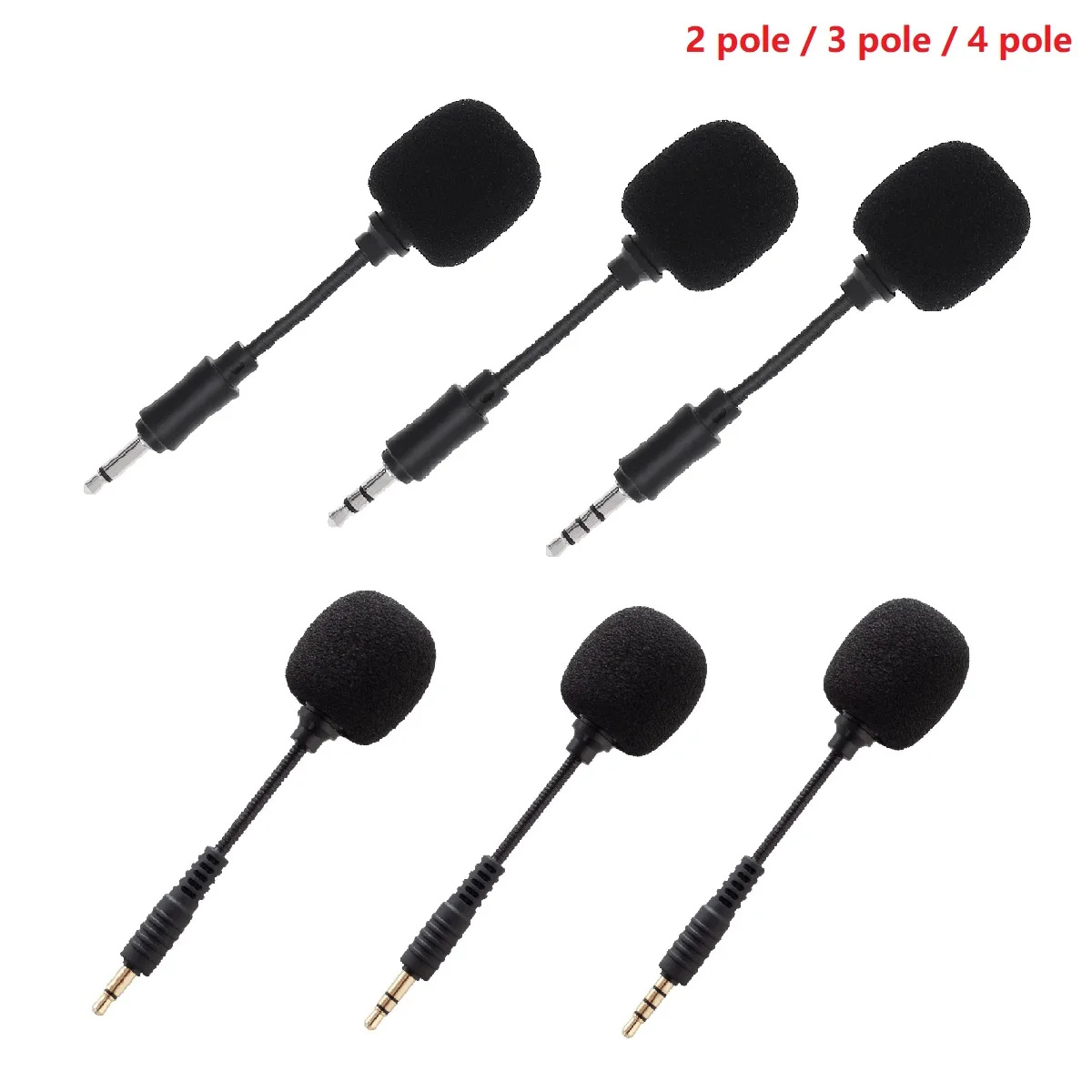 Mini 3.5mm Mic 2 Pole / 3 Pole / 4 Pole Flexible Microphone Game Microphone Boom for Sound Card / PC / Laptop Notebooks
