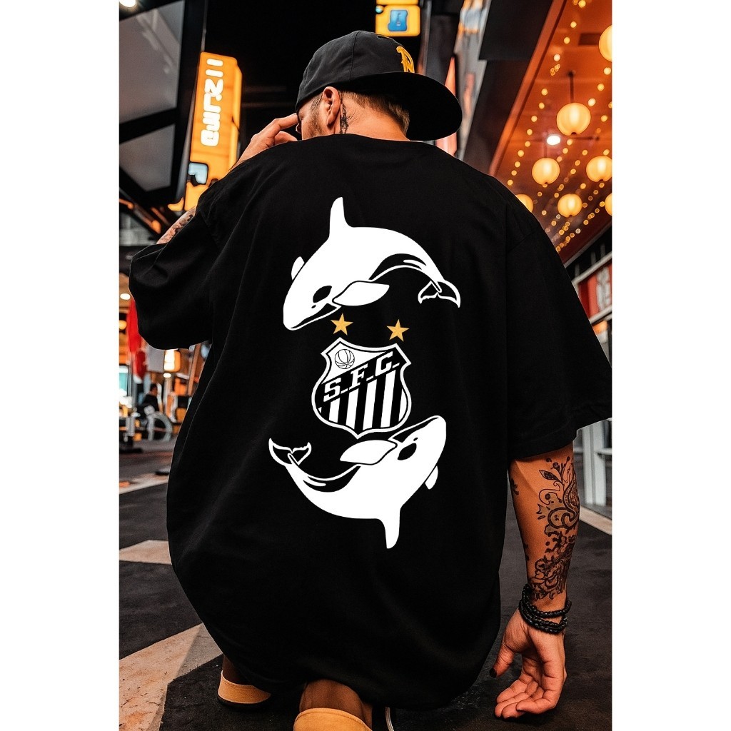 Camiseta Santos FC Peixes Estilo Streetwear Camisa 100% Algodão Envio Imediato Polar Clothing Store