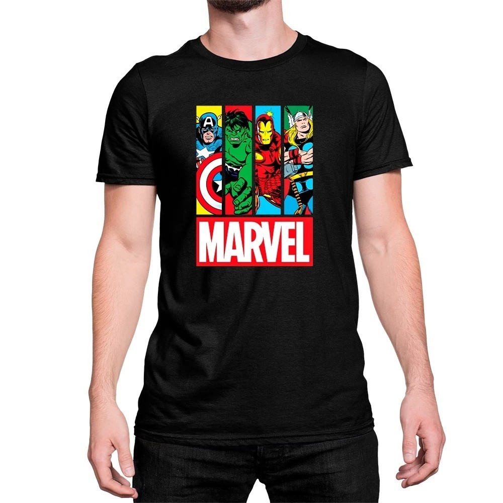 Camiseta Unissex Marvel Quarteto Heróis Vingadores - Camisa 100% em Algodão - Envio Imediato - Polar Clothing Store