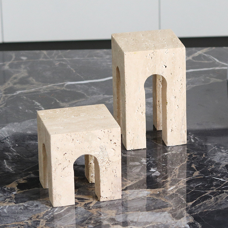 DQ43 Wabi-sabi style faux travertine decorative pieces for study rooms, model apartments, and hotels; abstract designer