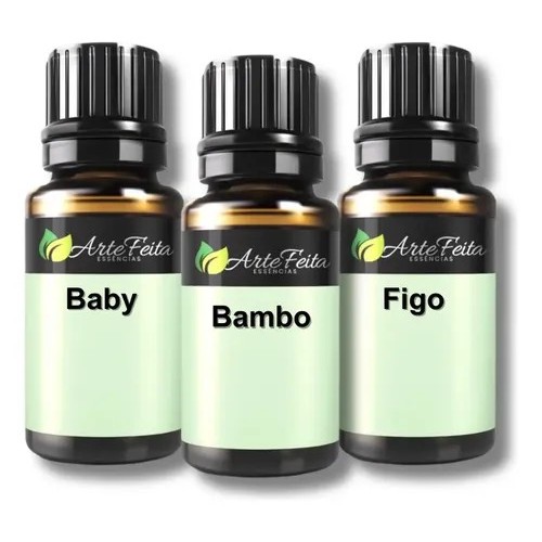 Kit 3 Essência Pura Difusor Elétrico Aromatizador Ambiente 10ml Baby Bamboo Capim Limão Artefeita Aromaria Viaaroma