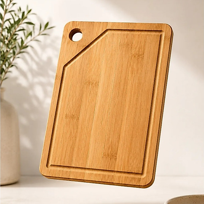 Tabua de Bamboo Retangular De Corte Carne Comida Proteína Churrasco 35x25cm Resistente Mor