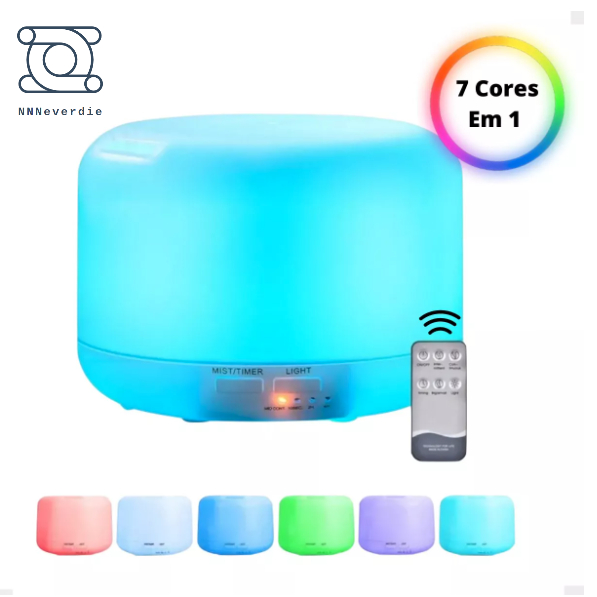 ifusor De Aromas Eletrico Aromatizador Air 300ml Essencial Oleo 7 Cores LED Com Controle