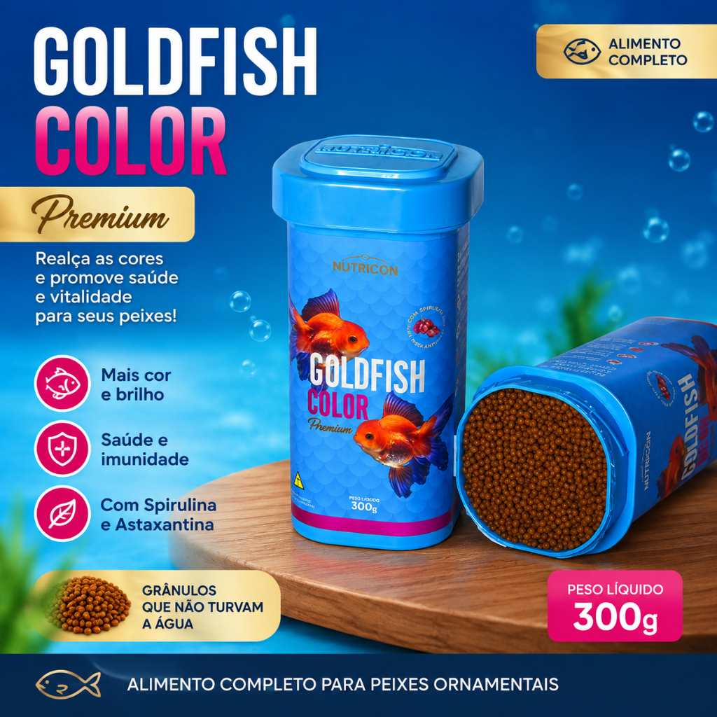 Ração Goldfish Color 300g Nutricon Coloração Peixes Kinguio