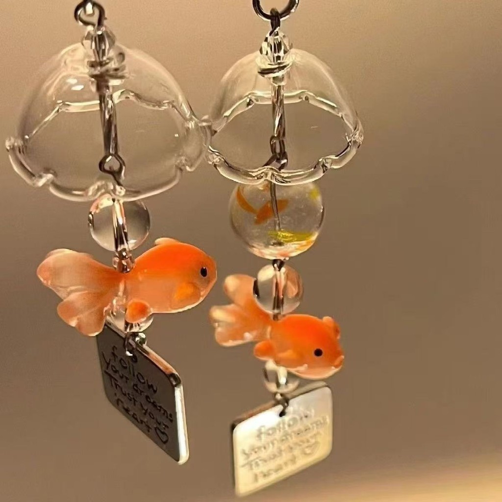 Goldfish Frisado Sonho Telefone Corrente Cabo Pequeno Peixe Vento Carrillon Câmera Acessórios Saco Decoração