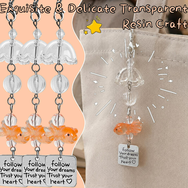 5-1Pcs Goldfish Wind Chime Phone Chain-Chaveiro-Ornamento De Suspensão Fofo-Charme Móvel Estilo INS-Decoração De Mochila