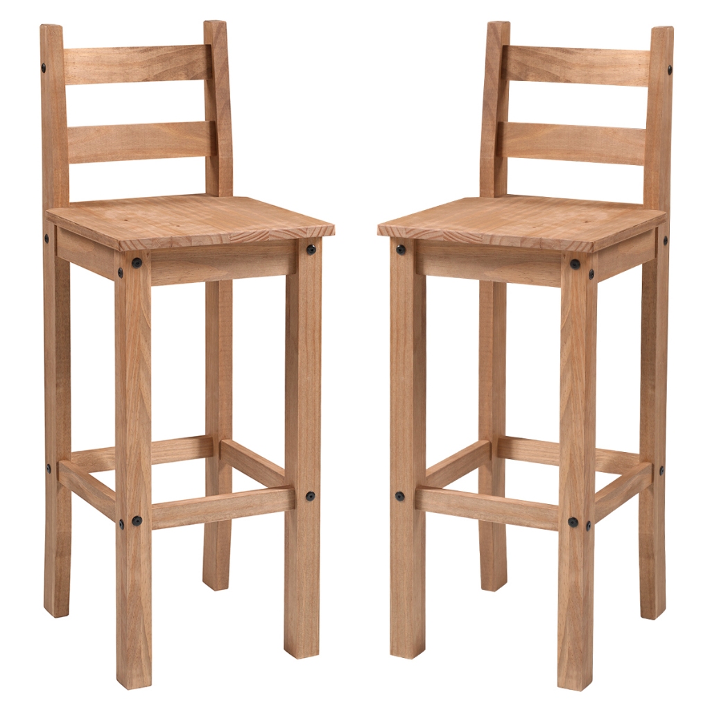 Conjunto 2 Banquetas Altas de Madeira Marrom Antique – Corona Antique – Pense Dentro da Caixa