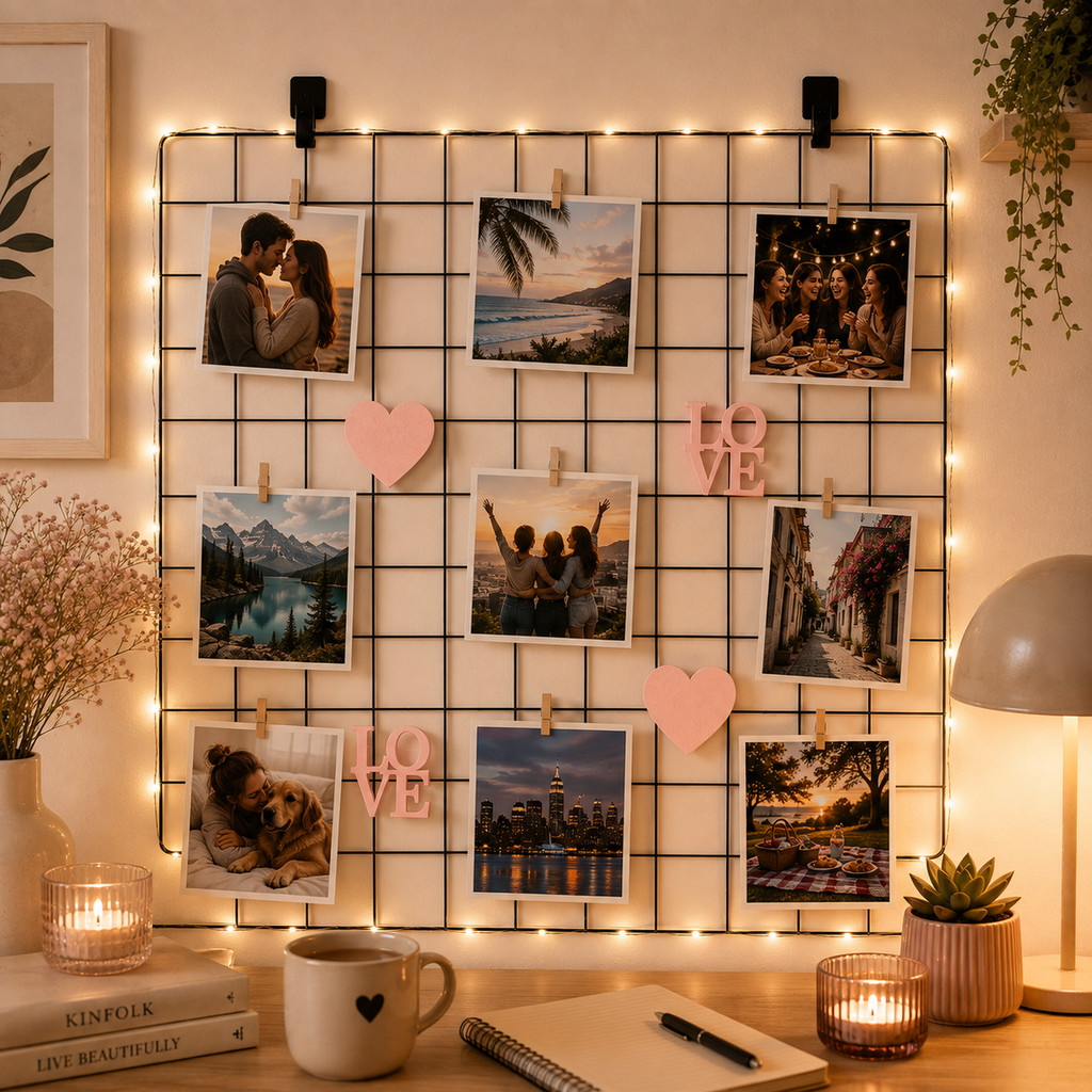 Mural Organizador Memory Board 60x80cm Stickers Rosa 3D