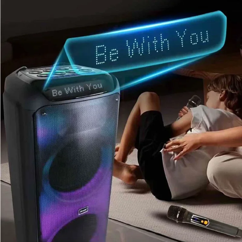 Dual 12 Inch Karaoke Bt Speaker Dj Party Usb Portable Woofer Speaker With Microphones Rgb Light High Power 150w Speaker Bts-2125