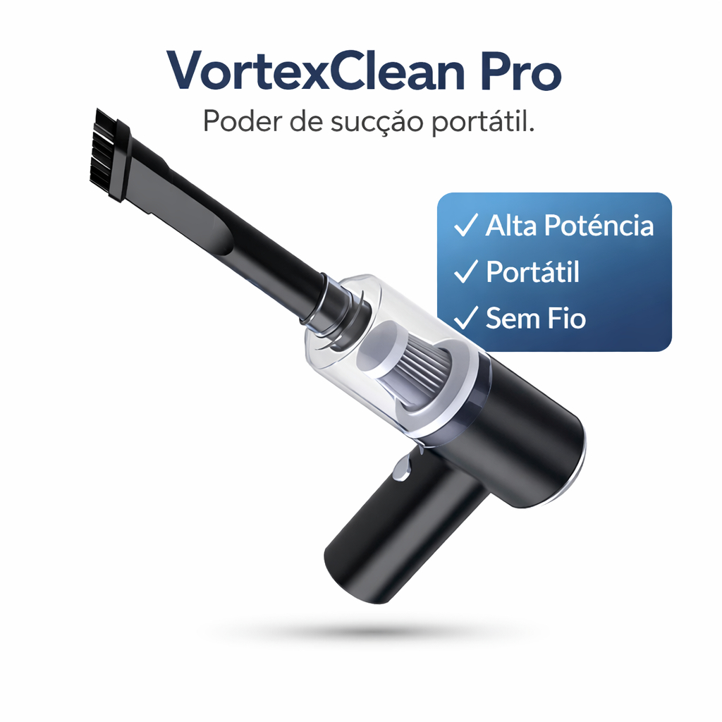 VortexClean Pro™ Mini Aspirador Turbo Portátil Sem Fio Potente para Carro Teclado Sofá Limpeza Rápida