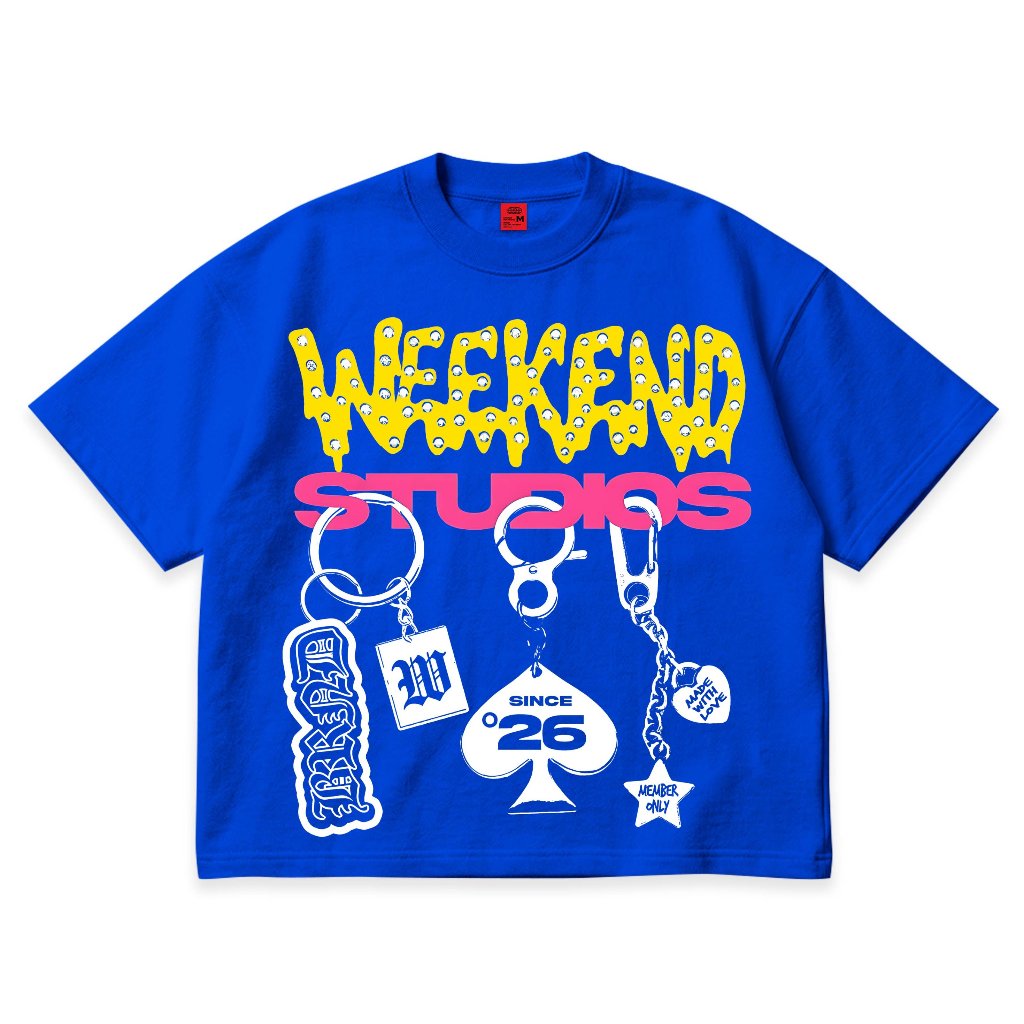 WEEKEND Boxy Fit Camiseta Oversize Azul Benhur I Boxyfit Unissex Twenty Six Oversized-S825
