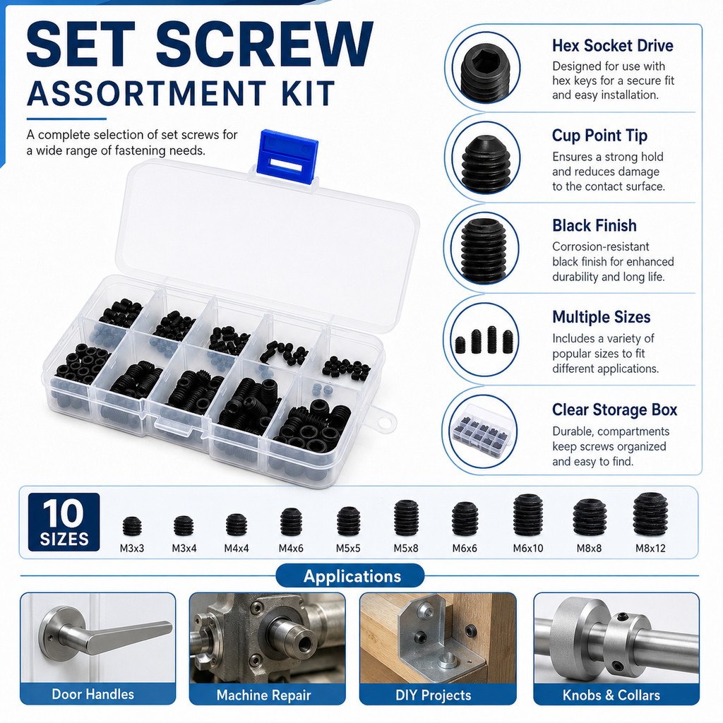100/200 pieces of steel hex socket set screws Cup head hex screw set