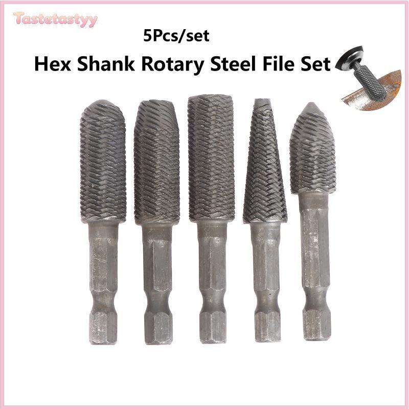 Tastetastyy 5 Pçs/set Hex Shank Head Carboneto De Tungstênio Aço Rotary Burr Die Grinder Bit Carving Kit Para Molde Poli