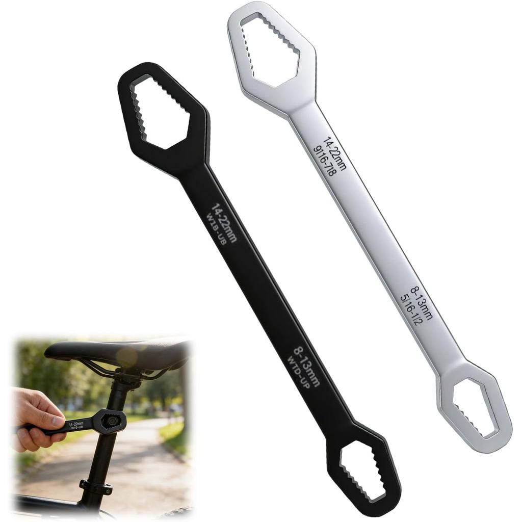 Universal Self Adjusting Wrench, 8–22mm Double Head Self-Tightening Wrench, Multifunctional Wrench Set for Home Car Outd
