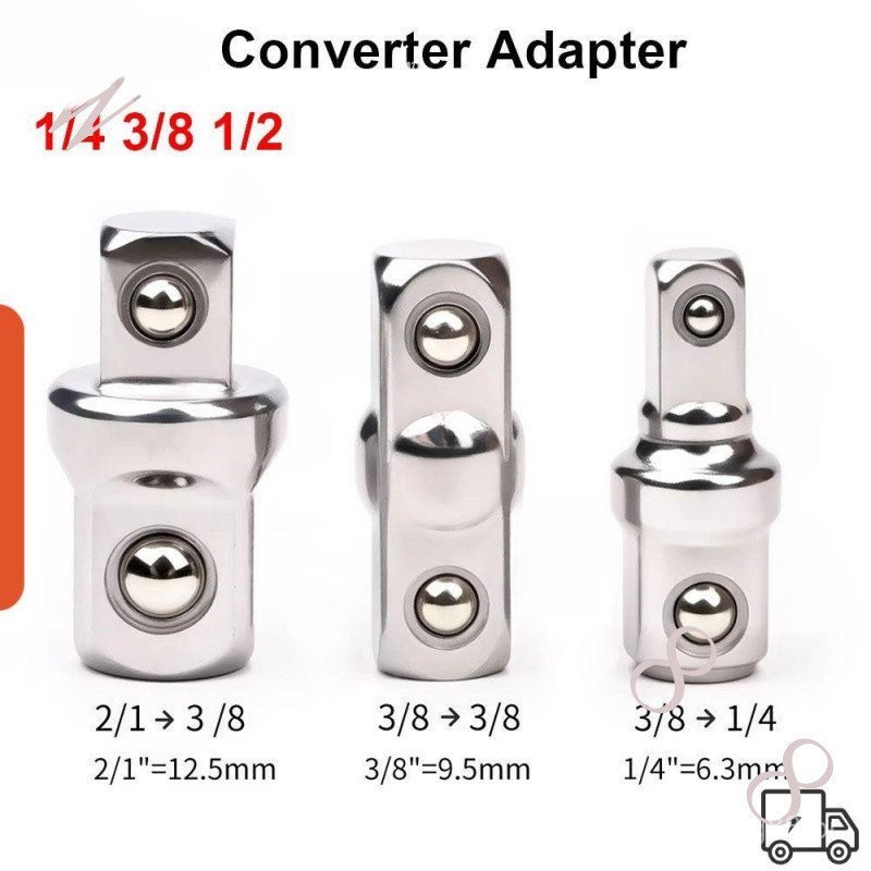 LOVUR 4 Pcs/Set Socket Adapter Converter, Double Square Head Ratchet Wrench, Steel MCFW