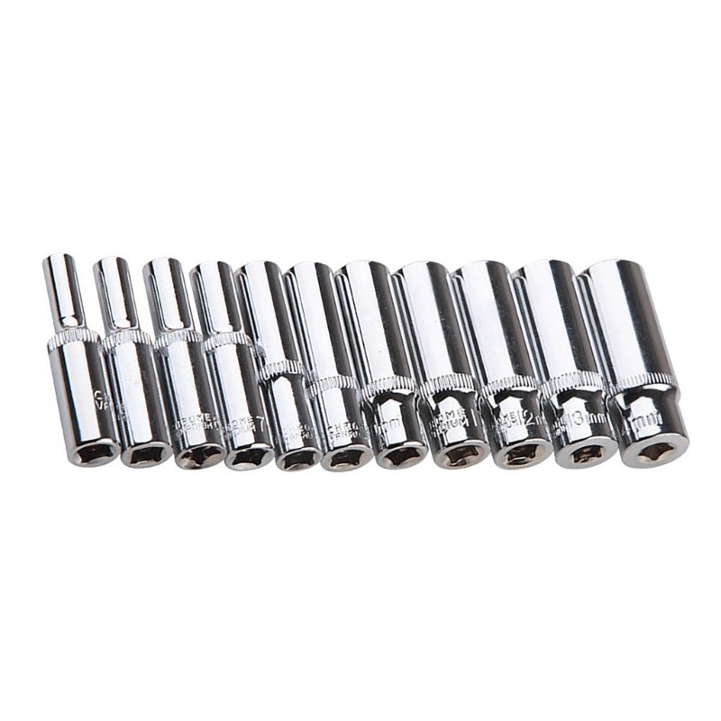 STE 11Pcs Professiona 1 4 Polegadas Drive Long Socket Head Tomada Profunda Reparação Carro Chaves Catraca Ferramen