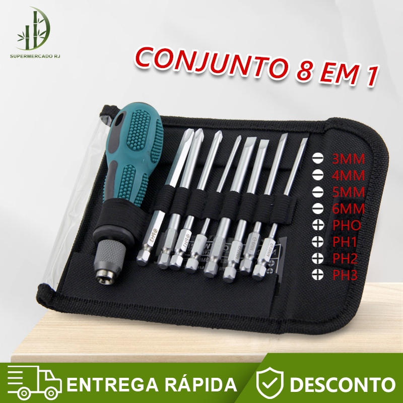 Conjunto de chaves de fenda intercambiáveis Multifuncional Doméstico 8 In 1,magnetic head repair tools