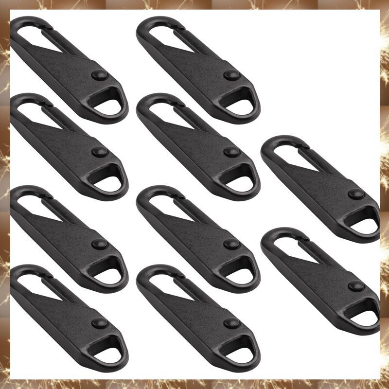 (Div 10 Pcs Zipper Pull Substituição Kit De Reparo De Zíper Slider Tab Universal Fixer Metal Head (Preto)