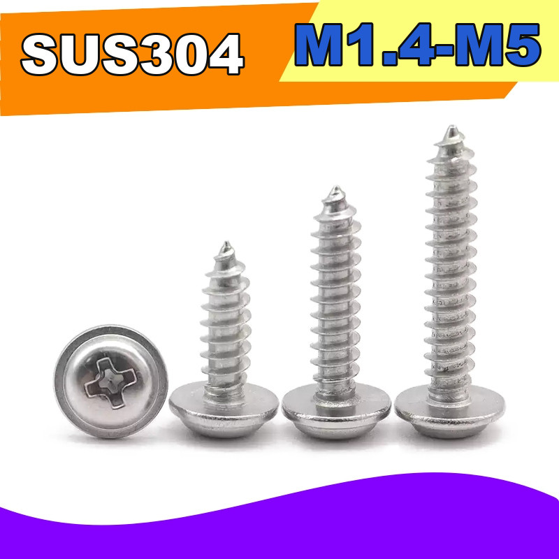SUS304 Pan Head Phillips Parafusos Auto-Roscantes De Cauda Plana M1.4-M4 Para Eletrônicos E Plástico