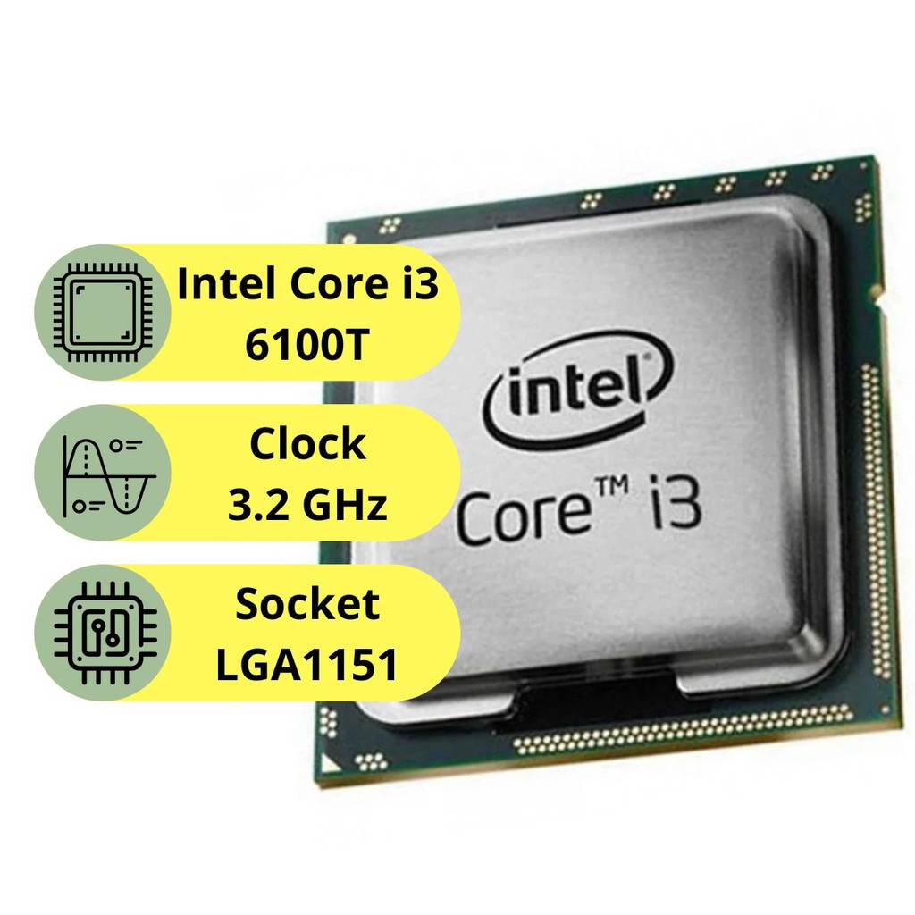 Processador Intel Core Para Desktop Escritório Home Office i3 6100T 3,2GHz 2 Núcleos 4 Threads OEM
