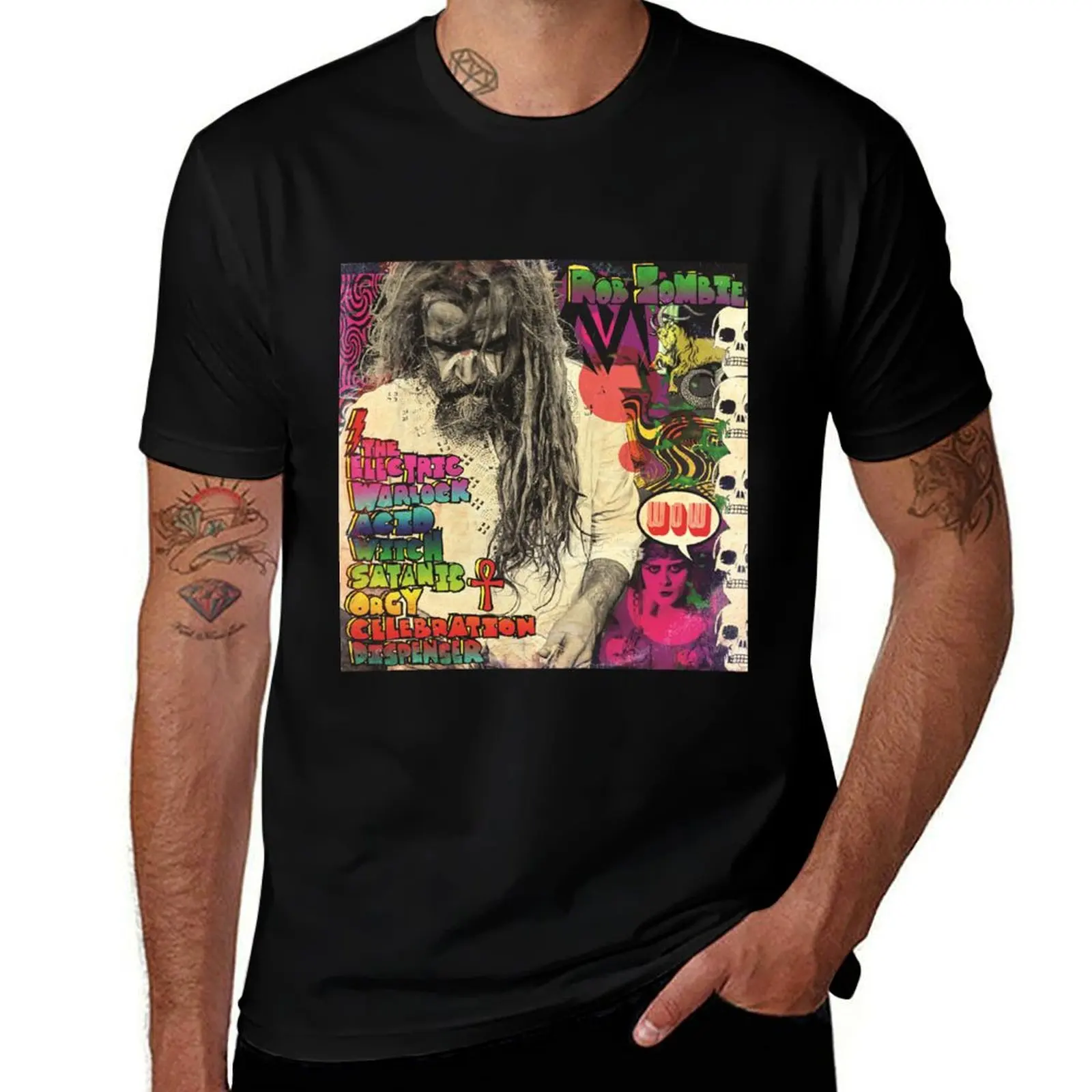 Rob Zombie the electric warlock acid witch satanic orgy celebration T-Shirt Minimalist Plain Crew Neck T-Shirt