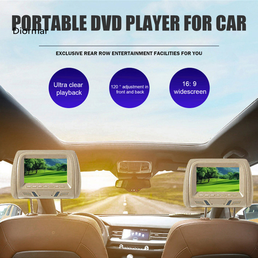 Headrest Dvd Player for Car Portable for 7 Dual Screen with Remote Control Mp5 Video 16 9 Lcd Display for Rear for Famil