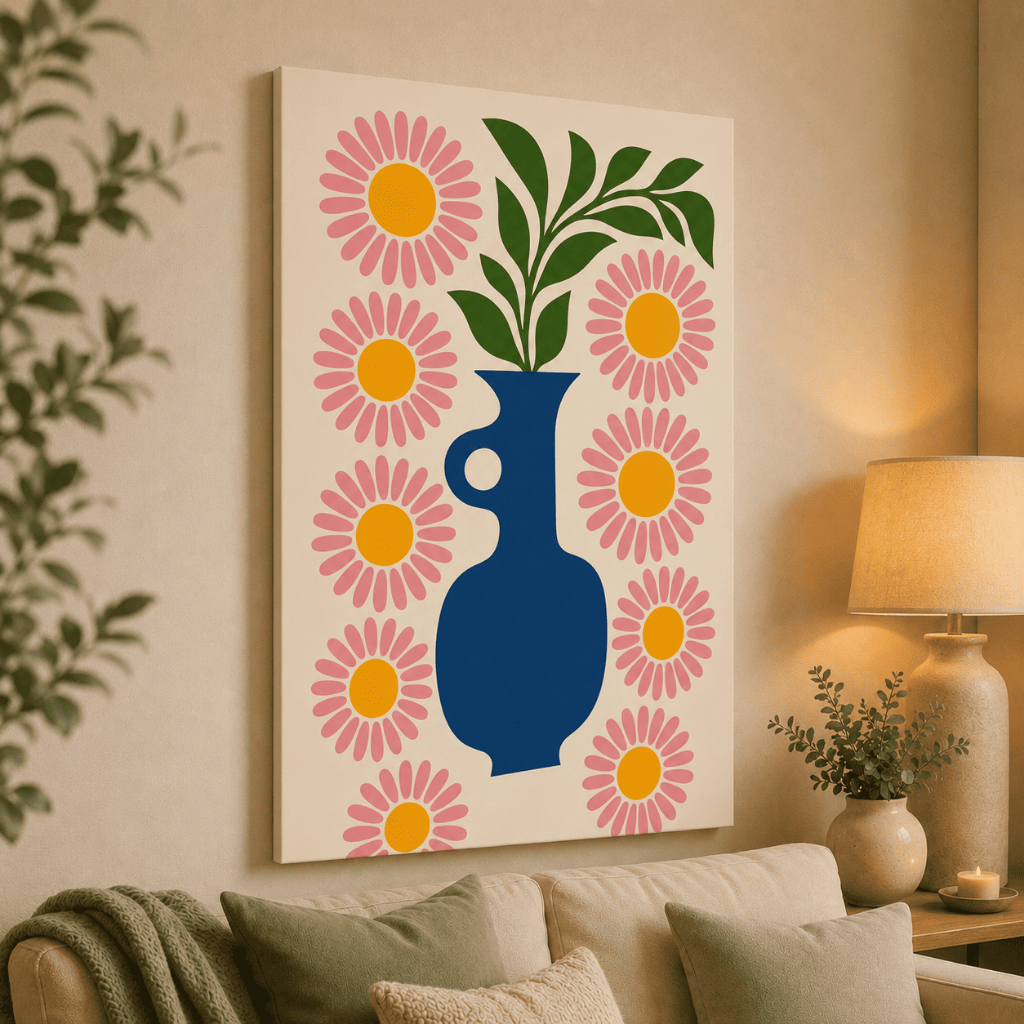 Quadro Decorativo Floral Retrô Minimalista MDF Arte Moderna Sala Quarto Escritório Parede