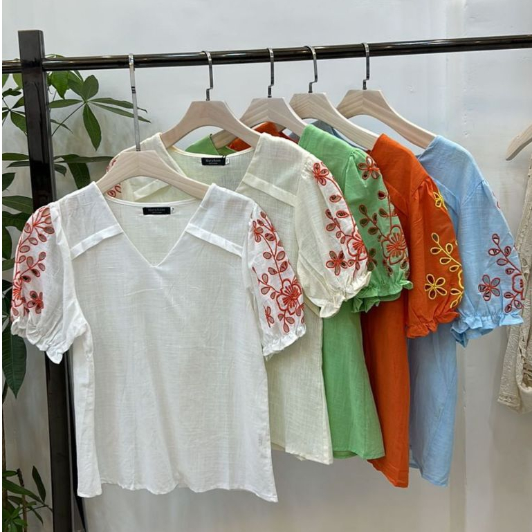 Retro floral com decote em V verão novo casual mangas curtas-8812