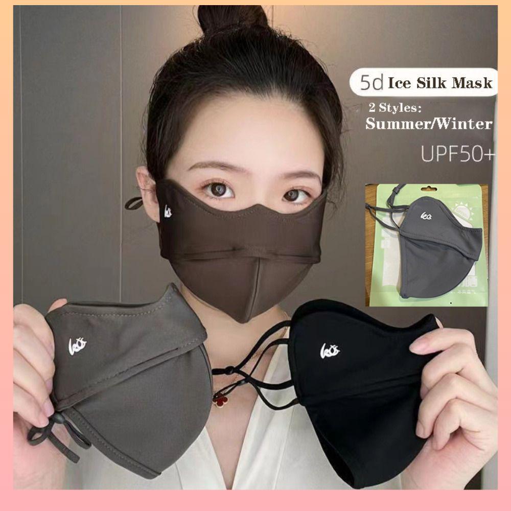 Seda Gelada , Proteção Solar De Verão Para Ciclismo , Protetor Facial Earloop Ice Silk Respirável Capa
