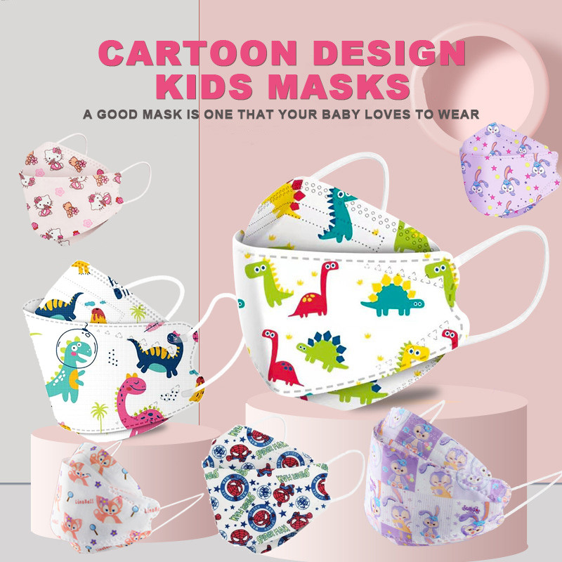 Máscara 100 Pcs KF94 Infantil Coreia 4plydisposável Duckbill Cartoon Criança Protetora Earloop 5D KN95