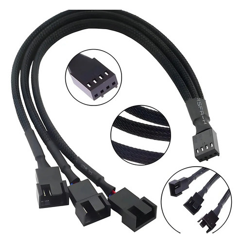 Cabo Multi-fan Sleeved 3 Cooler Fan 4 Pin Splitter Pwm 12v Adaptador PC Computador Gamer