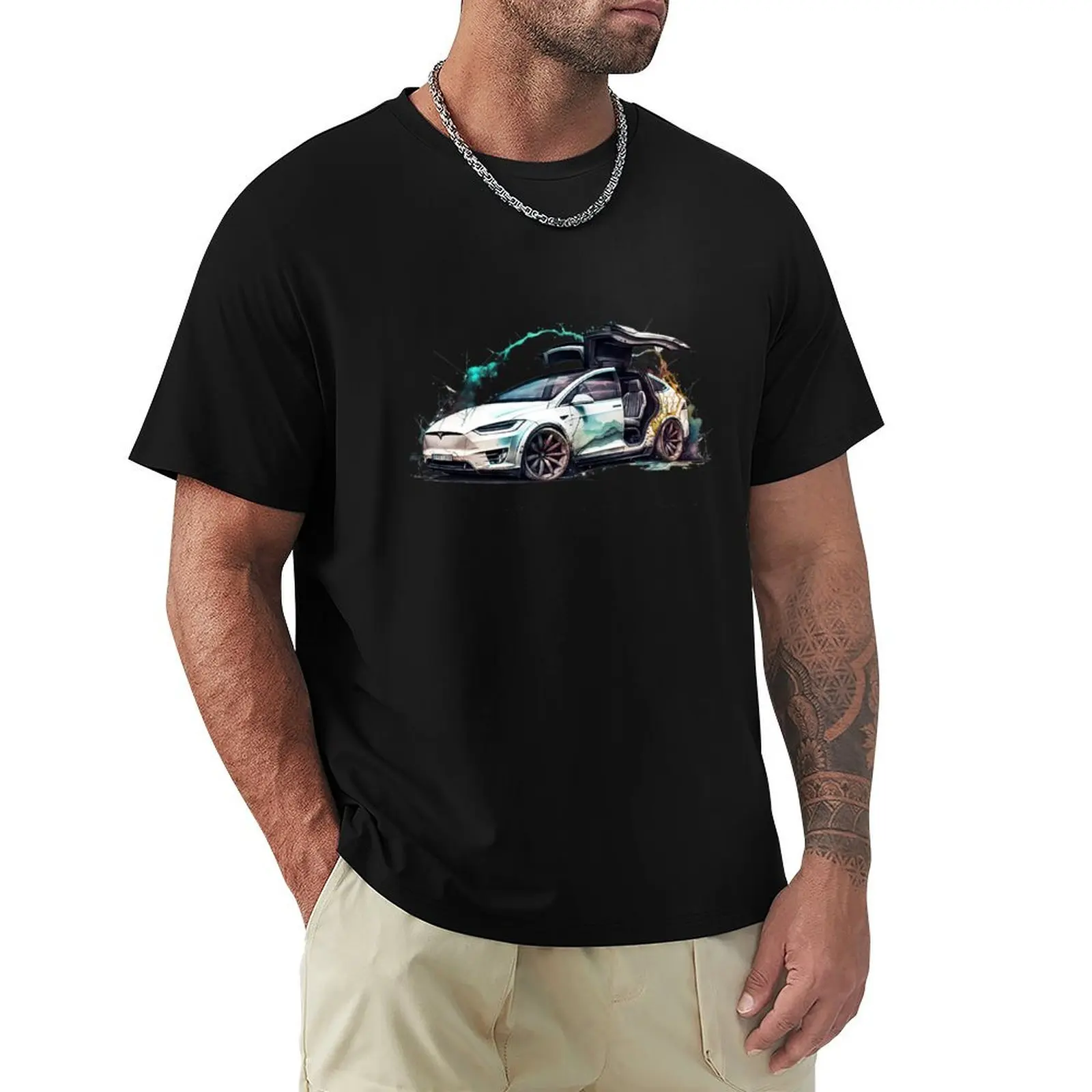 Awesome Model X Electric SUV Car T-Shirt Casual Breathable Short Sleeve Top