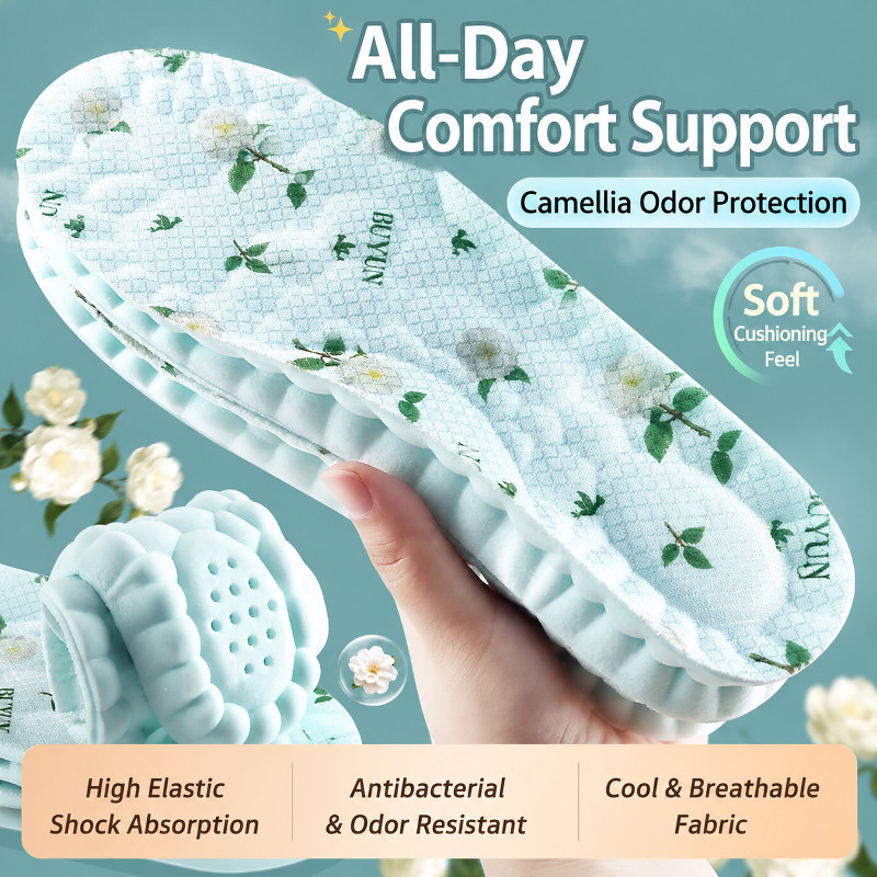 [Conforto Diário]✨COD✨ Deodorizing & Antibacterial Shoe Insoles| Camellia/Conforto/Diário/Trabalho/Estudantes