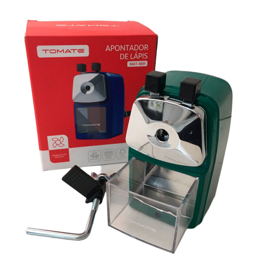 Apontador Manual De Lápis Vintage Com Manivela Fixação Mesa MAT-M01