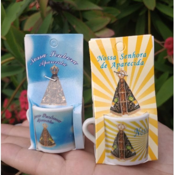 Kit 4 Mini Xícara Porcelana Nossa senhora Aparecida 3cm