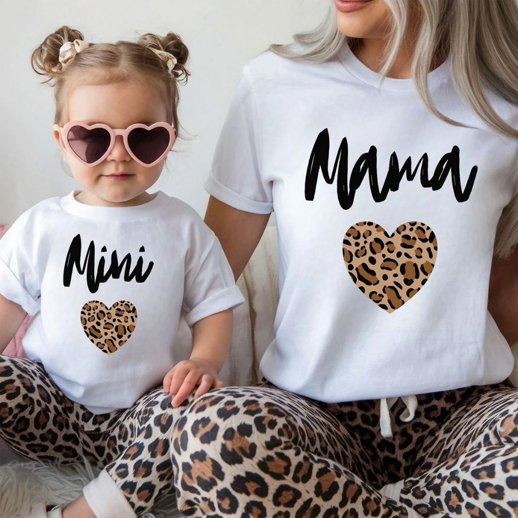 Kit Tal mãe Tal filha Mini e Mama Camiseta 100% Algodão Femininas Branca