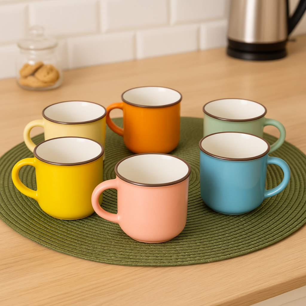 Kit 12 mini xicaras para tomar café chá colorida sortidas de ceramica