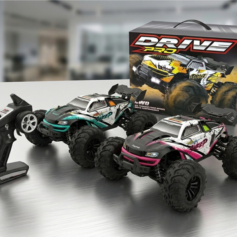 Carro Automodelo RC High-Speed PRO Sweep 4WD 4x4 com Motor Brushless Off-Road 70-80 Km/h com faróis de LED O VERDADEIRO
