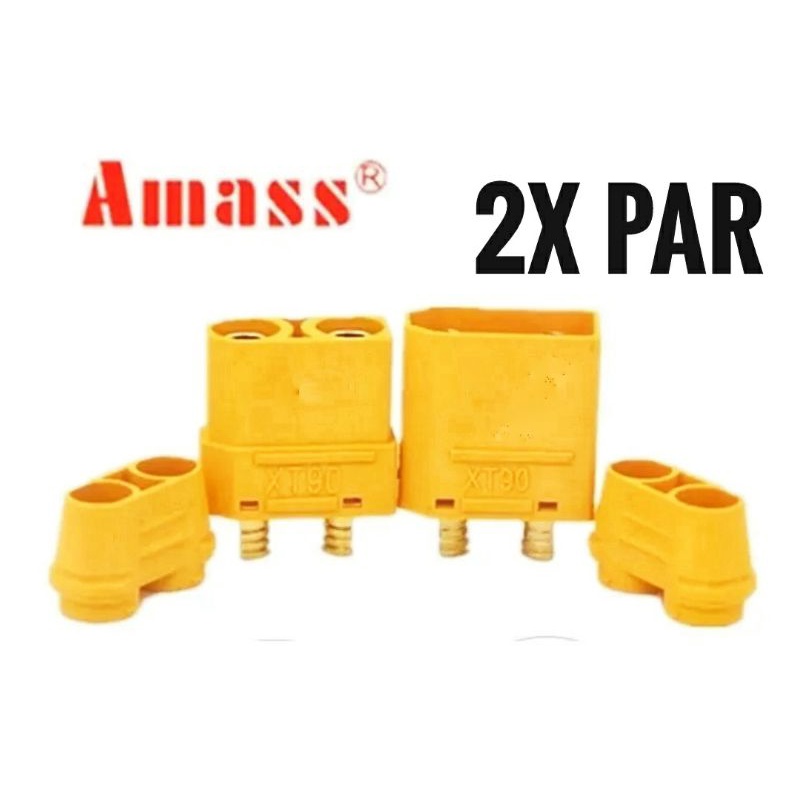 Conector plug xt90 2x par amass macho e femea bateria lipo esc speed motor brushless aero rc