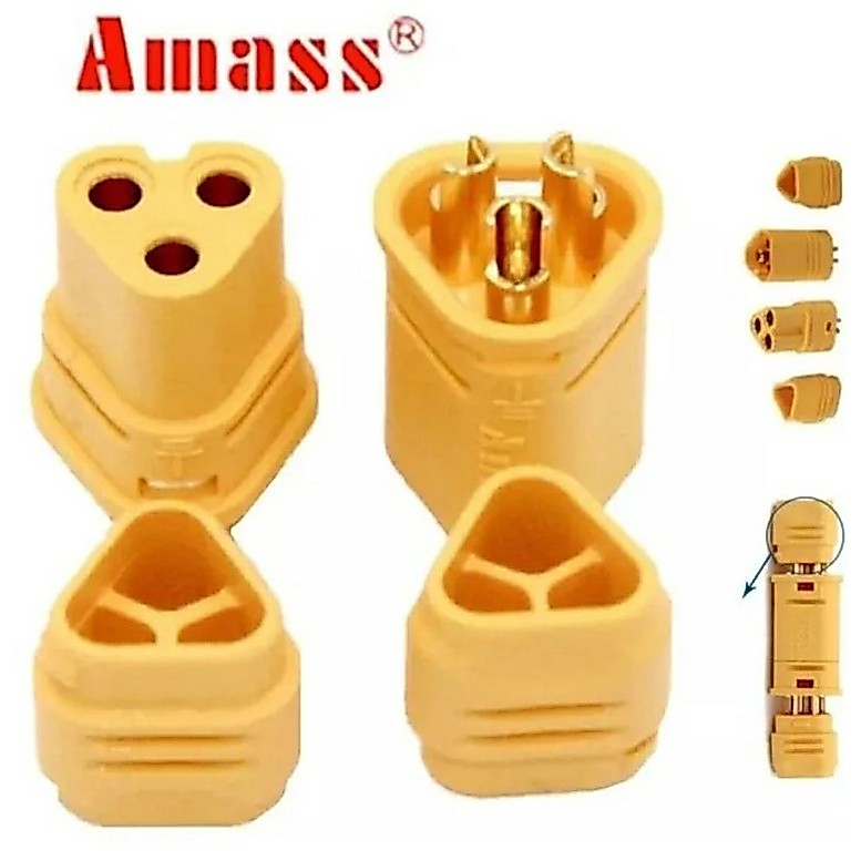 Conector mt30 amass 1x par macho e femea triplo plug esc speed motor brushless aero rc