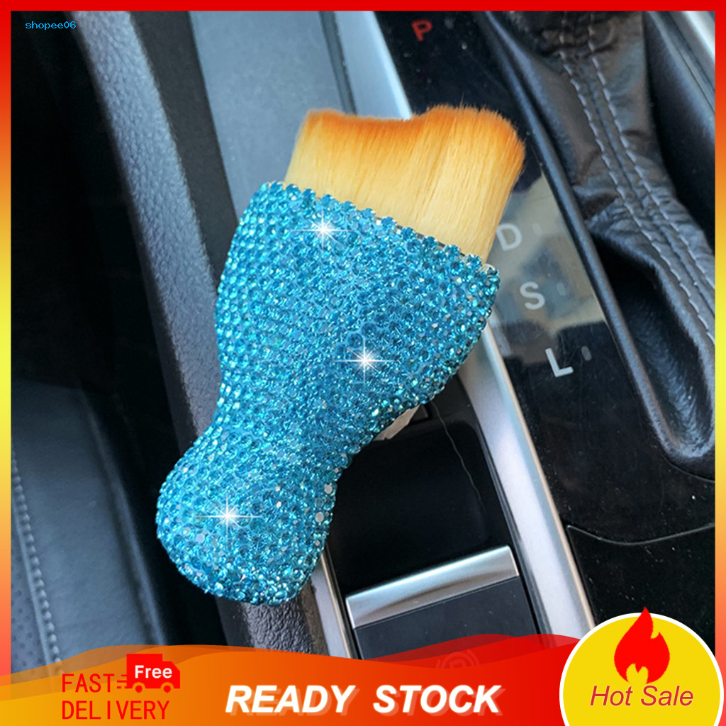 Multi-functional Brush Plastic Handle Scrub Car with Sparkling Rhinestones Ergonomic Air Conditioner Vent Scrubber Versa