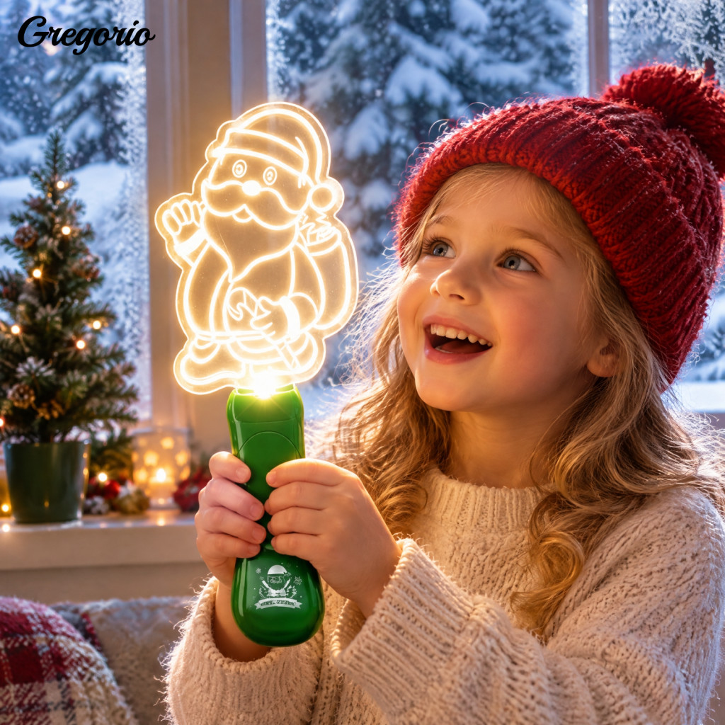 Christmas Light Up Toys for Kids Snowman Led Night Musical Handheld Glow Stick Toy for – Santa Tree Reindeer Patterns