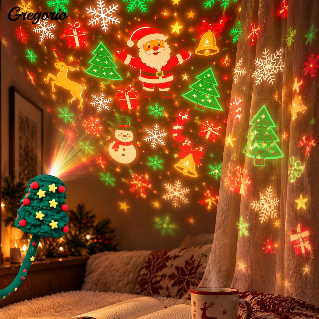 Flexible Gooseneck Decor Christmas Projector Lights Usb Tree Light with 6/12 Patterns Indoor Night for Bedroom for Xmas