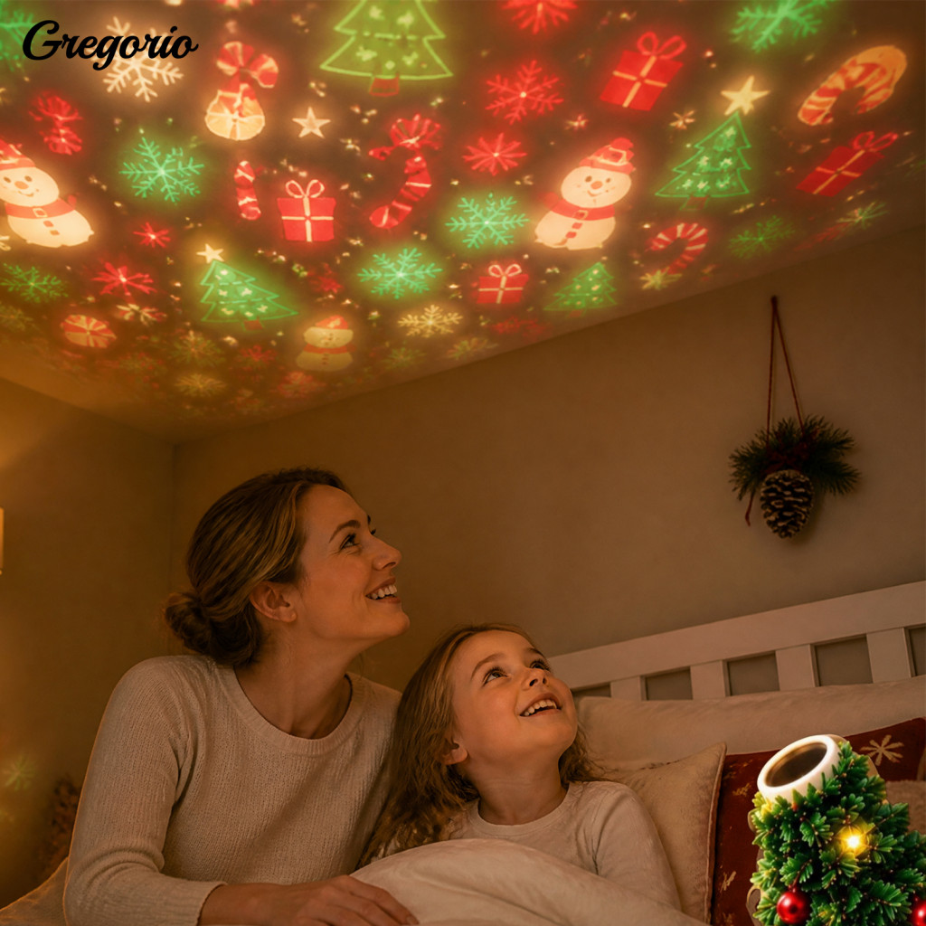 Christmas Projector Lights Indoor Holiday Projection Lamp Led Night Light Multi-pattern Santa Tree Snowflake Elk for Bed