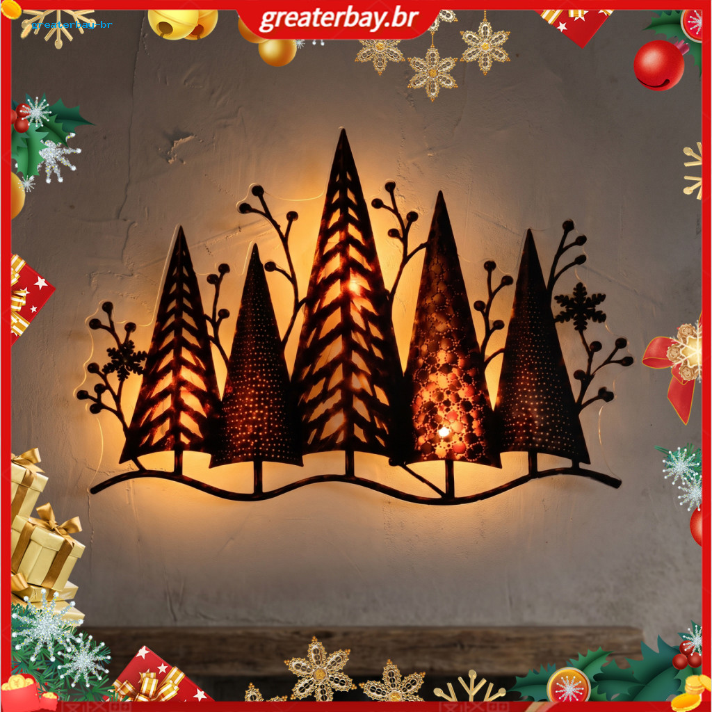 Acrylic Forest Wall Decor with Warm Led Lights Glowing Tree Silhouette Art for Christmas Room Fireplace Decoration Cozy