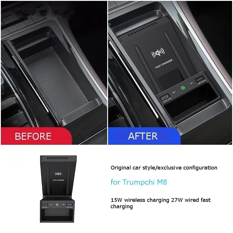 for Trumpchi M8 for GAC GN8 2021 Wireless Charger Car Fast Charging Pad Cigarette Lighter Modified Phone Smart Charging Board