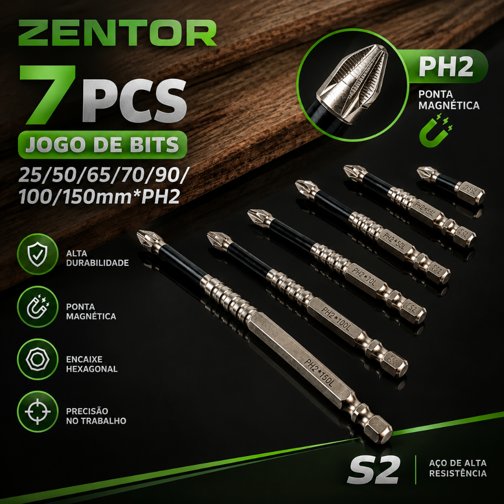 Conjunto de Bits de Chave de Fenda Antideslizante Magnético Kit Ferramentas Precisão DELI ZENTOR