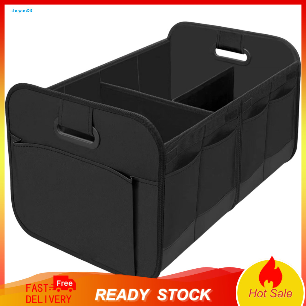Durable Car Storage Box Trunk Organizer with Partitioned Compartments Waterproof Oxford Cargo for and Home Multi-use Veh
